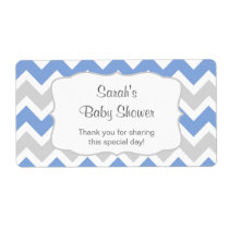 Blue Chevron Water Bottle or favor - u customize Label
