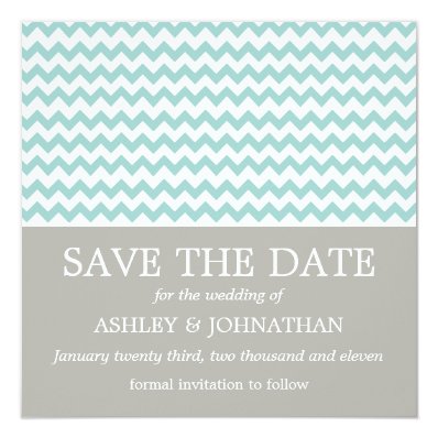 Blue Chevron Wedding Save The Dates Card