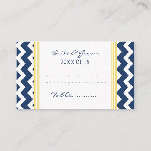 Blue Chevron Wedding Table Place Setting Cards Business Card Template