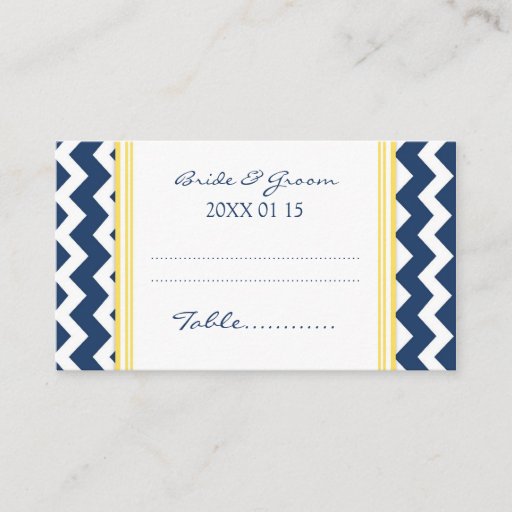 Customizable Blue Chevron Wedding Table Place Setting Cards Business Card Template