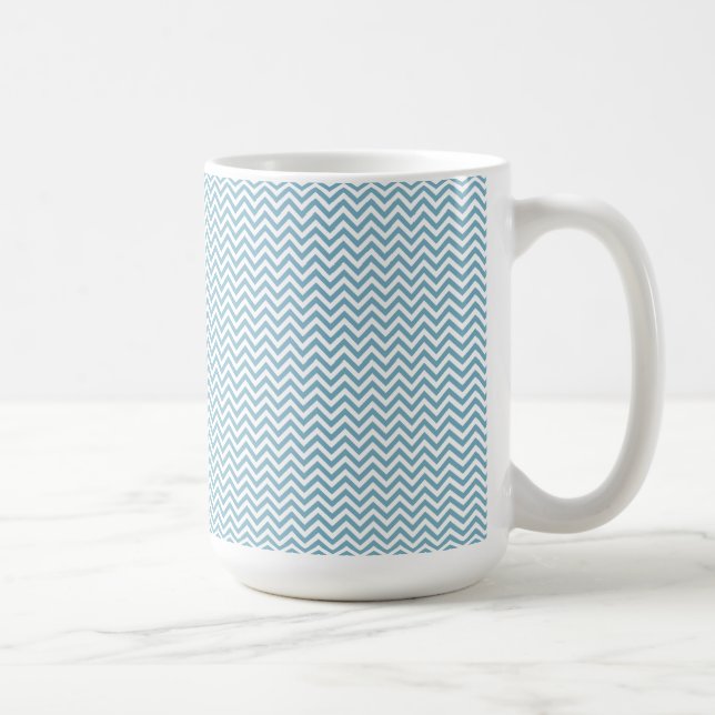 Blue Chevron with Monogram Coffee Mug (Right)