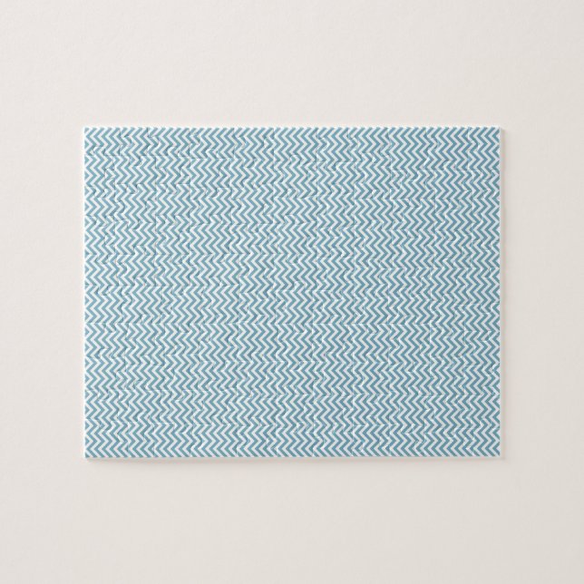 Blue Chevron with Monogram Jigsaw Puzzle (Horizontal)