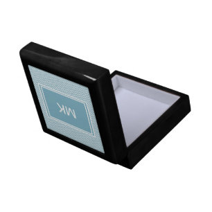 Blue Chevron with Monogram Keepsake Box