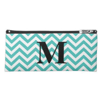 Blue Chevron with Monogram Pencil Case
