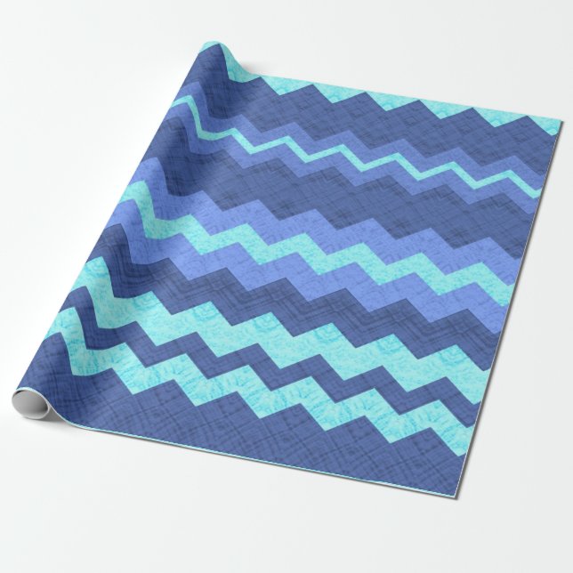 blue chevron wrapping paper (Unrolled)