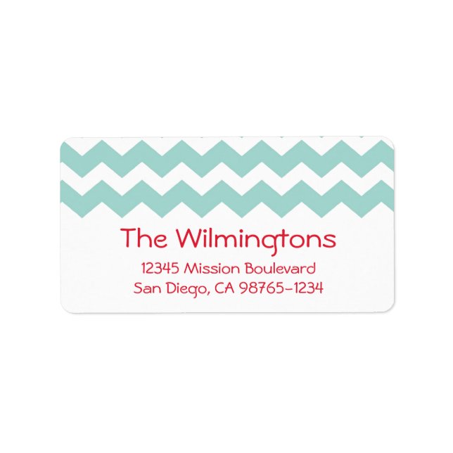 Blue chevron zigzag pattern return address label (Front)