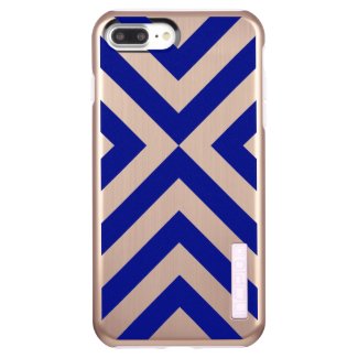 Blue Chevrons on Faux Rose Gold Finish Incipio DualPro Shine iPhone 7 Plus Case