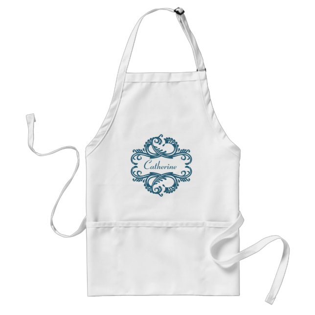Blue Chic Damask Apron (Front)