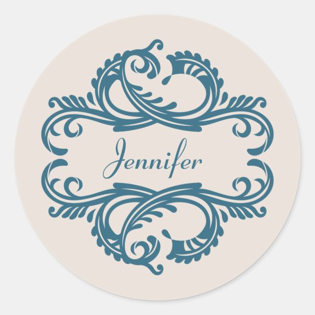 Blue Chic Damask Stickers (Front)