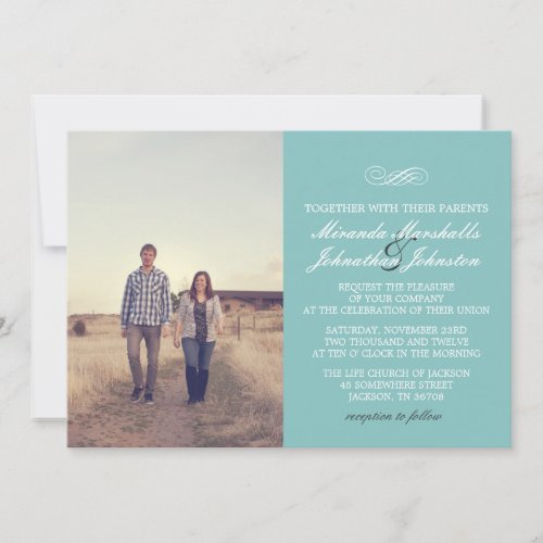 Blue Chic Design Photo Wedding Invitations