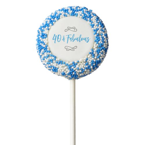 Blue Chic Doodle Modern Script 40  Fabulous Chocolate Covered Oreo Pop