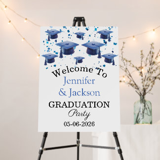 Blue Chic Double Joint Graduation Party Welcome Foam Board