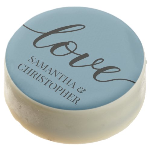 Blue Chic elegant Love Script Wedding custom Chocolate Covered Oreo