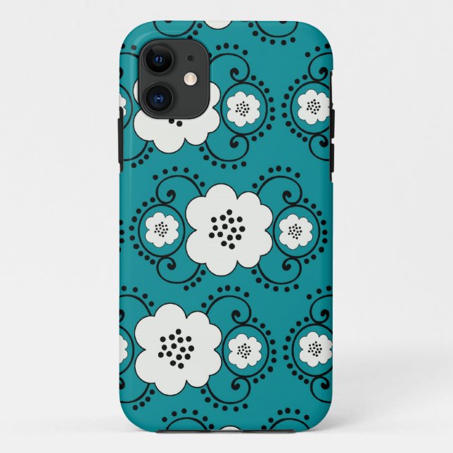 blue chic floral Case-Mate iPhone case (Back)