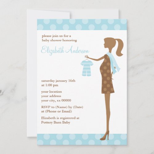 Blue Chic Mom To Be Baby Shower Invites