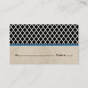Blue Chic Quatrefoil Place Cards