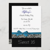 blue chic Sweet Sixteen party Invitation (Front/Back)