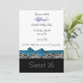 blue chic Sweet Sixteen party Invitation (Standing Front)