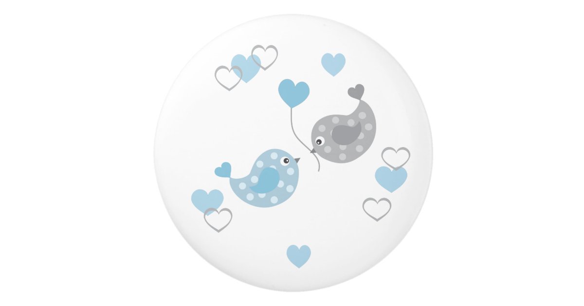 Blue Chickadee Bird Baby Boy Nursery Hearts Ceramic Knob Zazzle Com