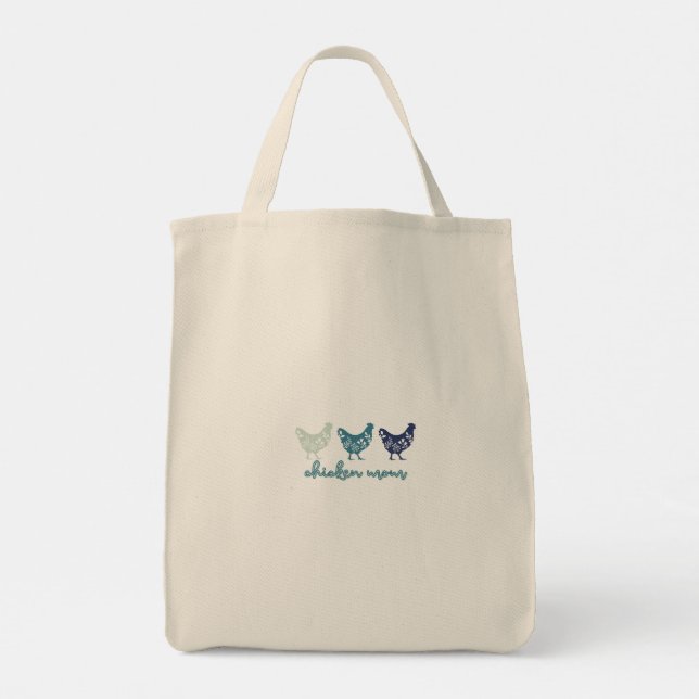 Blue Chicken Mom Mothers Day Tote Bag (Back)
