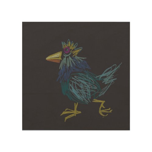 Blue Chicken Rooster has lost its feathers Wood C Wood Wall Decor