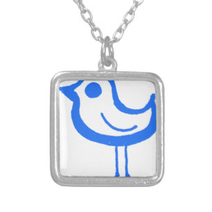 Blue chicken silver plated necklace