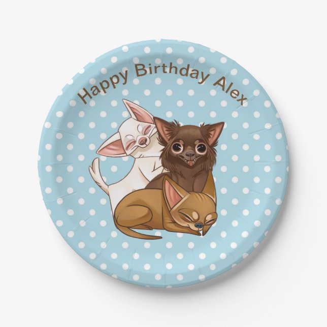 Blue Chihuahua Paper Plates (Front)