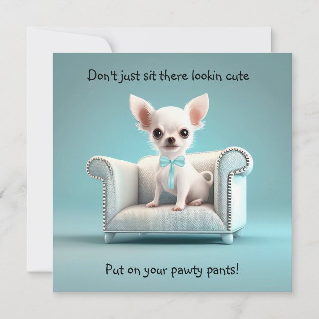 Blue Chihuahua Party Invitations (Front)