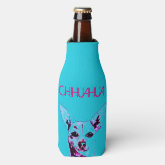 Blue Chihuahua Themed Bottle Cooler