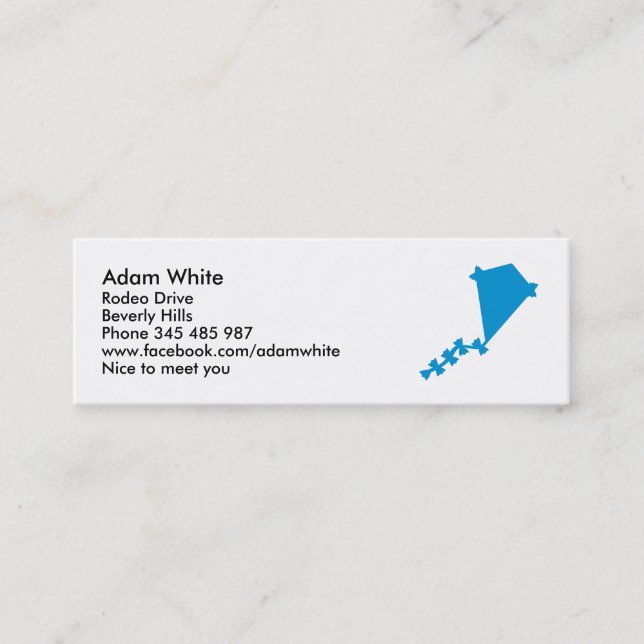 Blue children kite mini business card (Front)