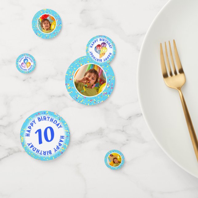 Blue Child's Birthday Personalized Photo Confetti (Group)