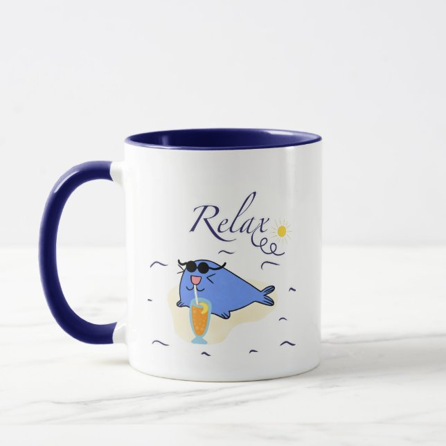 Blue chilling seal mug (Left)