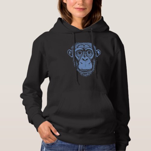Blue Chimpanzee   Ape Not Monkey   Cute Chimp Hoodie
