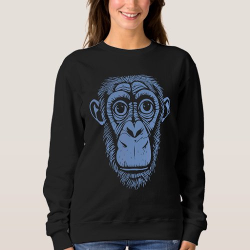 Blue Chimpanzee   Ape Not Monkey   Cute Chimp Sweatshirt