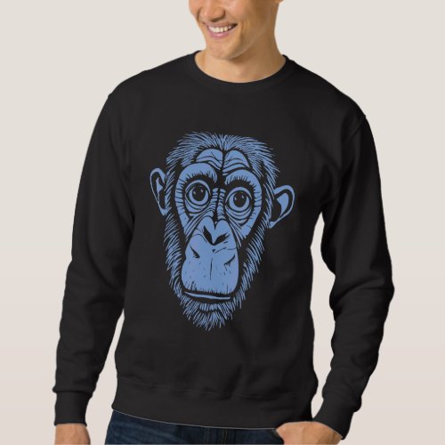 Blue Chimpanzee   Ape Not Monkey   Cute Chimp Sweatshirt