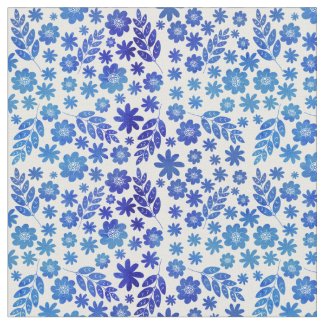 Blue China Hand Drawn Floral Pattern