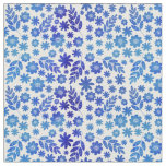 Blue China Hand Drawn Floral Pattern Fabric