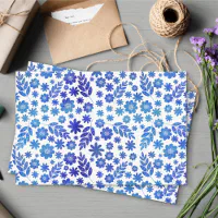 Blue China Hand Drawn Floral Pattern Tissue Paper