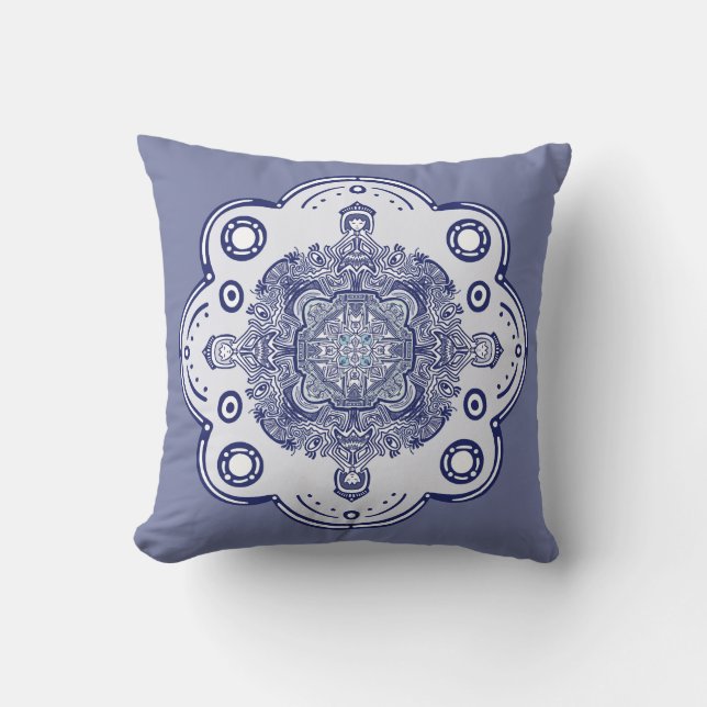 Blue China inspired design  Throw Pillow (Front)
