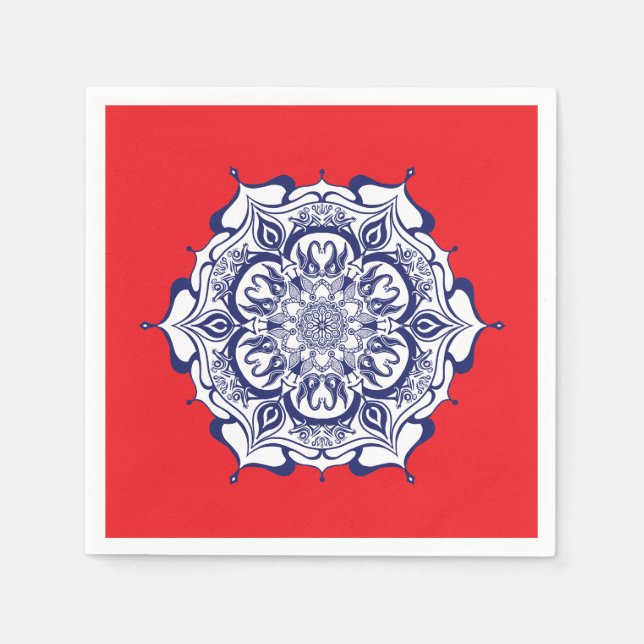 Blue China Style with creatures Napkins (Front)