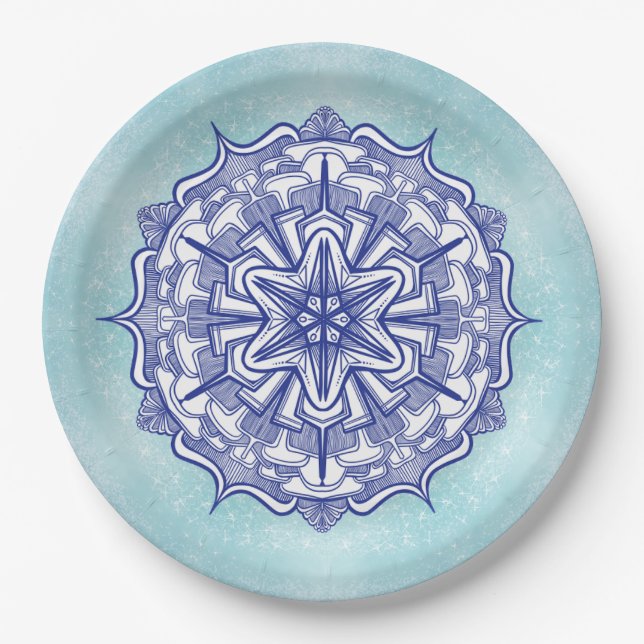 Blue China Style with creatures Paper Plates (Front)