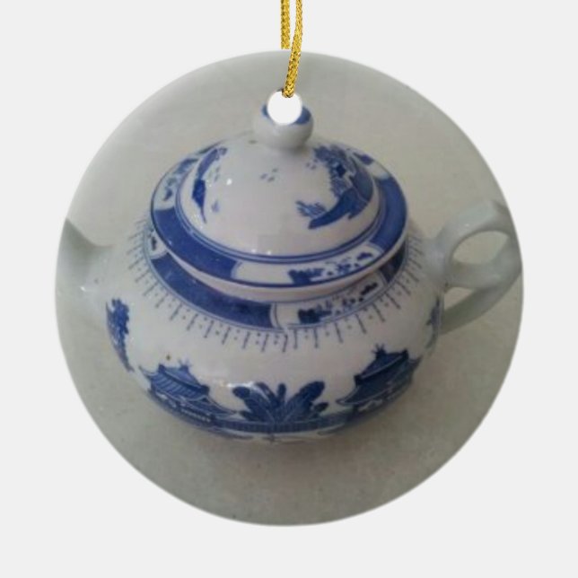Blue China Teapot Ceramic Ornament (Front)
