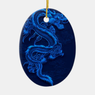 Blue Chinese Dragon Ceramic Ornament