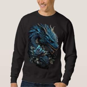 Blue Chinese Dragon E Girl Aesthetic E Boy retro 9 Sweatshirt