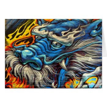 Blue Chinese Dragon Graffiti All Occasion Card by Angharad13 at Zazzle