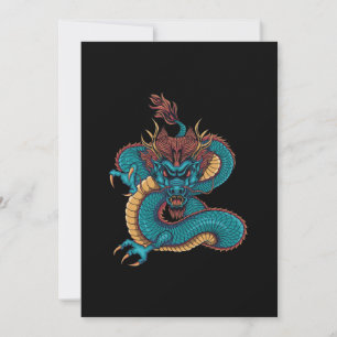 blue chinese dragon invitation