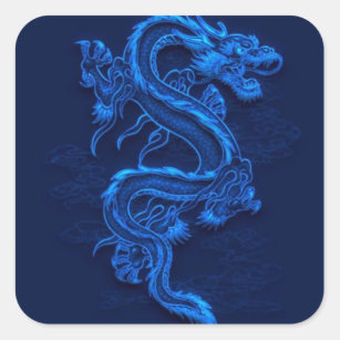 Sticker for Sale avec l'œuvre « Dragon chinois bleu » de l'artiste  WearWolfDesigns