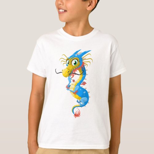 Blue Chinese Dragon Unique T_Shirt