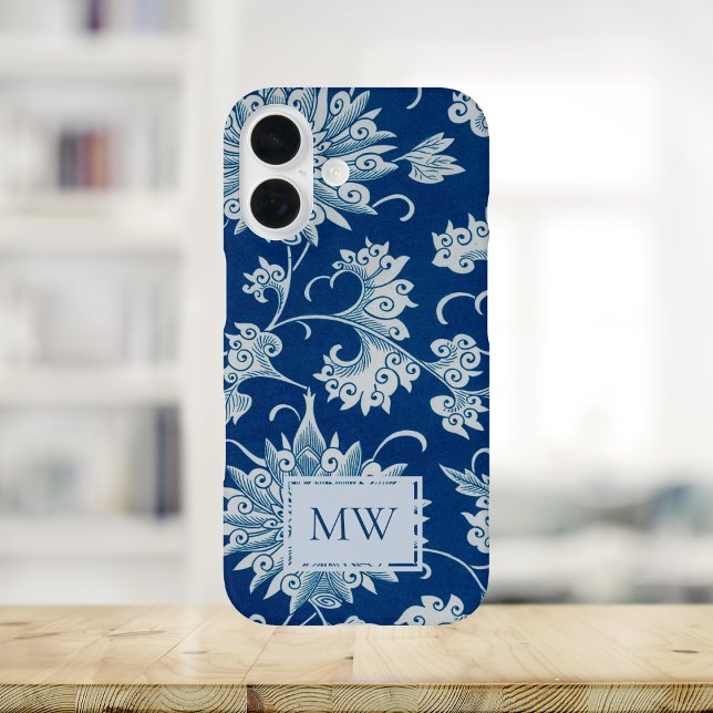 Blue Chinese Floral Custom Monogram Case-Mate iPhone Case (Creator Uploaded)