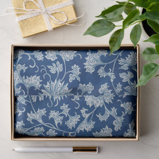 Blue Chinese Floral Decoupage Tissue Paper